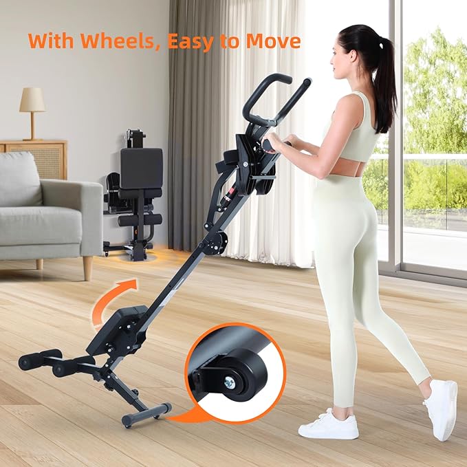 Sportneer Foldable Hydraulic Rowing Machine, 12-Level Home Gym Rower, Black | Multi Functional Row Machine with Transport Casters, Backrest, and 297lbs Max Weight Load