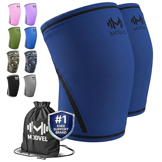 Modvel 7mm Neoprene Knee Sleeves for Men & Women Weightlifting & Powerlifting – Compression Knee Sleeve Support for Squats, Gym, Training – USPA, IPL Approved – X-Large Blue (Pair)