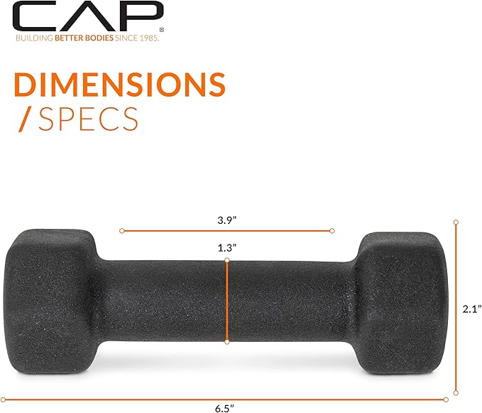 CAP Barbell Neoprene Dumbbell Weights Pairs & Sets | Black