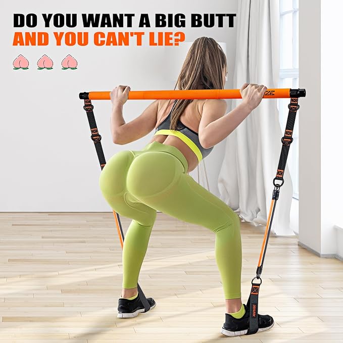 KUTIZE Pilates Bar Kit with Resistance Bands, Pilates Equipment, Multifunctional Pilates Bar for Women & Men, Pilates kit for Hip, Back, Arm, Full-Body Workouts, Home Gym Strength Training Equipment