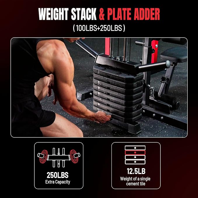 Mikolo F4 2.0 Power Cage with Dual-Track Smooth Pulley System, 1200LBS Power Rack with Leg Hold-Down for Heavy LAT Pulldowns