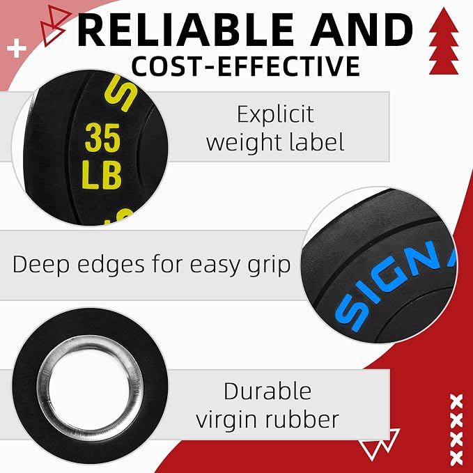 Fitvids 2-Inch Olympic Rubber Weight Plates Sets, Bumper Plates Set with Barbell for Strength Training, 180-390 Lbs Multiple Options