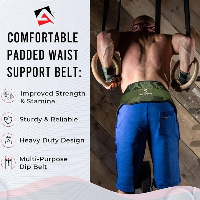 AQF Dip Belt with 36" Steel Chain - Neoprene Padded Back Support Belt | Secure Carabiners for Weighted Pull ups, Dips, Gym, Powerlifting, Bodybuilding, Squat & Fitness