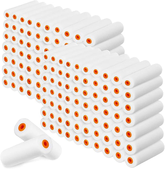 Leumoi 160 Pcs 4 Inch Foam Mini Paint Roller Covers Foam Paint Roller Small High Density Foam Paint Roller Refills Bulk Brings Smooth Finishes Flat Surfaces for Painting Walls Cupboards Doors