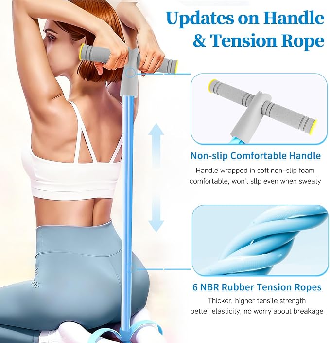 Pedal Resistance Bands with Handles, Durable 6-Tubes Multifunction Pedal Resistance Band, Natural Rubber Foot Pedal Resistance Bands, Fitness Resistance Bands for Abdomen, Waist, Arm, Leg