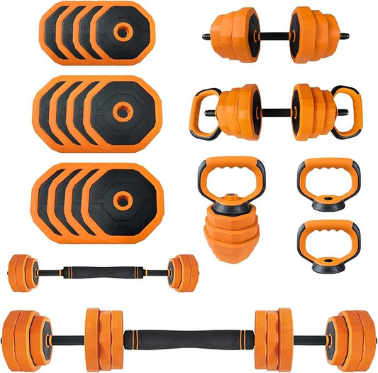 Garvee Adjustable Dumbbell Set,Weight Set for Home Gym | 4-in-1 Adjustable Weight Set Used As Dumbbells,Barbells,Kettlebells and Push-up