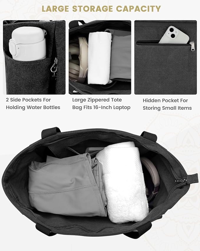 Gonex Yoga Mat Bag with Zipper Mat Carrier Canvas Gym Tote | Durable Canvas, Zipper Closures Prevent Slipping, Quick Access, Bottle Holder, Fits Yoga Blocks, Gym & Travel Use
