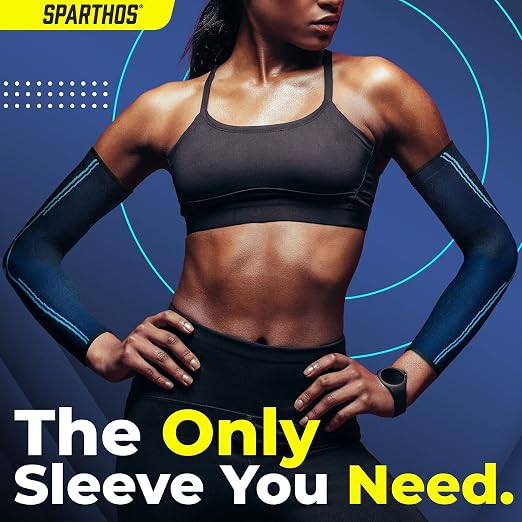 Sparthos Compression Sleeve for Arm - Arm Sleeve for Women, Men - Blue-SM