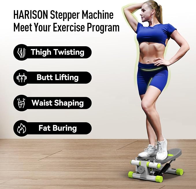 HARISON Mini Stepper with LCD Monitor, 330 LB Capacity for Home Cardio | Compact Stair Training Machine With Quiet Hydraulic Resistance, Portable Design For Under Desk Workouts & Small Spaces