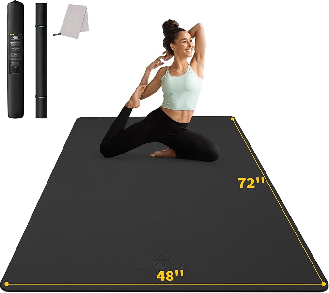 CAMBIVO 72''x48'' Large Yoga Mat, Extra Thick TPE Workout Mat | extra large exercise mat, non-slip TPE cushioning for joint relief, pilates stretching, apartment noise dampening