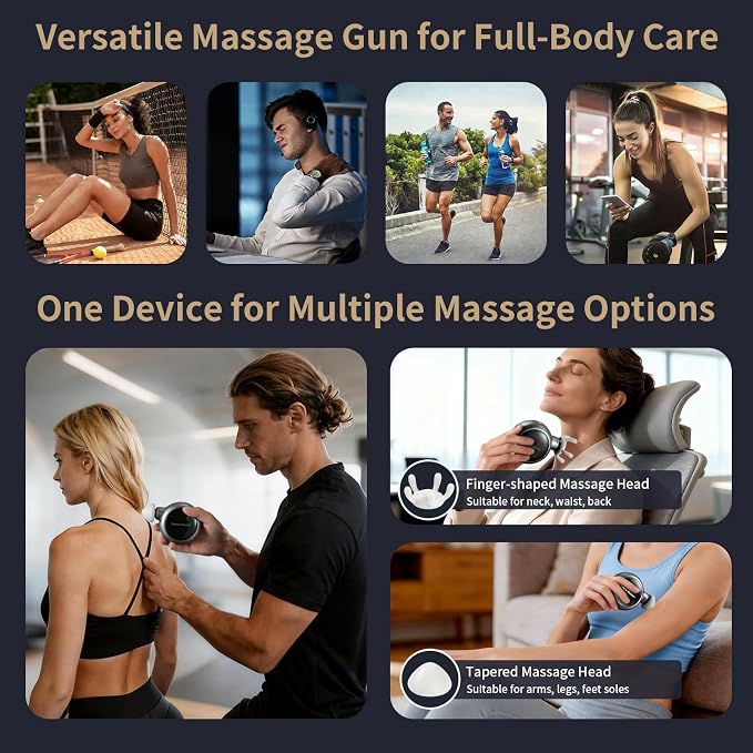 Fancy Home® Mini Massage Gun - Palm Sized Deep Tissue Massager Gun, Unique Small Hand Massager for Circulation, Cordless Powerful 3200 RPM | Ultra Quiet | Travel Friendly （Black Grey） Father's Day