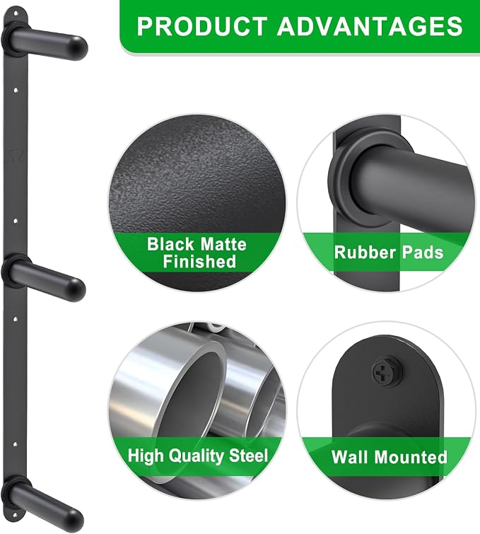 Kipika Weight Plate Storage Rack - Wall Mounted Weight Plate Holder with Durable Steel Construction Organizer for Olympic Plates, 1000lb Capacity, Space-Saving for Home Gym