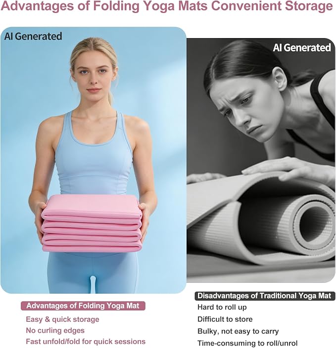 Foldable Yoga Mat with Resistance Band & Sliding Discs, 0.24" Thick Eco-Friendly TPE Non-Slip Workout Mat, Portable for Yoga, Pilates, Home Gym & Travel (72." x 24" x 0.24")