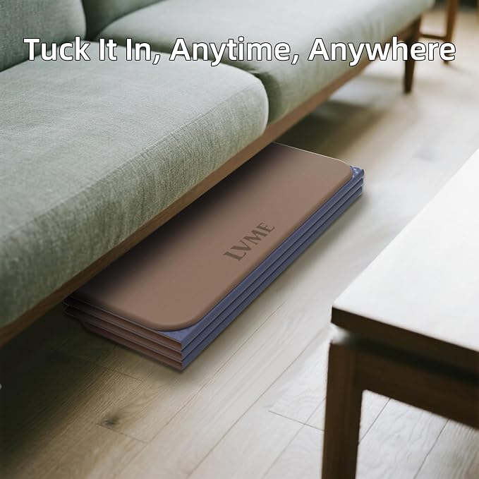 LVME Foldable Yoga Mat, 71"x24"x1/3" Thick(8mm), Non Slip Exercise Mat | SGS Certified POE, Fitness Travel Mat, Easy To Store, Foldable for Exercise, Yoga, Pilates, Home Workouts
