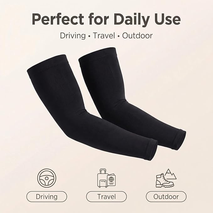 KUHNMARVIN 2 Pairs Arm Sleeves Compression UV Protection Cooling Sun Sleeves Tattoo Cover Up Basketball Arm Sleeves Football