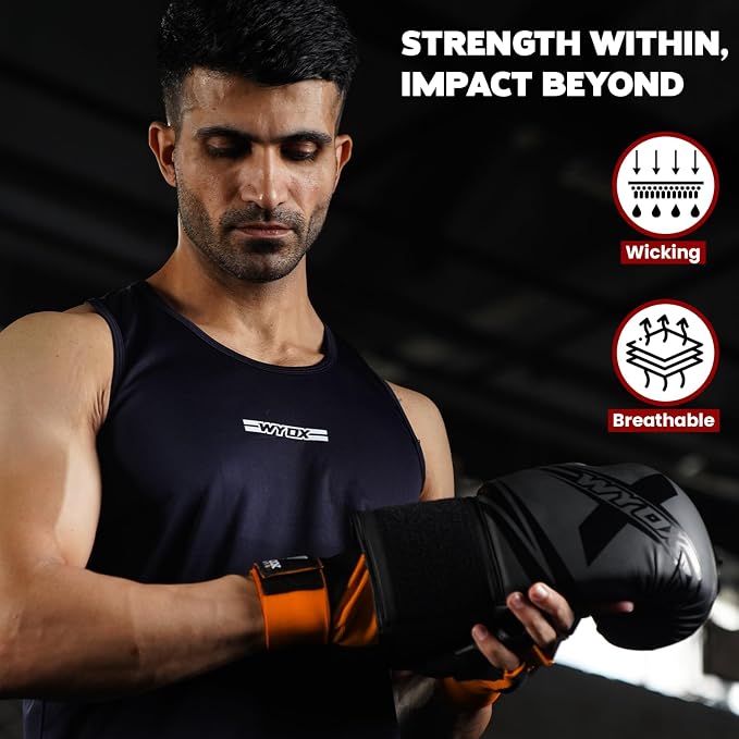 WYOX Neoprene Gel Boxing Hand Wraps Inner Gloves for Men & Women – 80cm/31in Quick Wrist Strap, Padded Knuckle Protection, Fingerless MMA Muay Thai Kickboxing Wraps for Training & Martial Arts