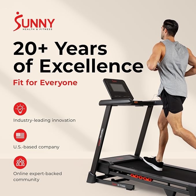 Sunny Health & Fitness Smart Wi-Fi Treadmill with Auto Incline
