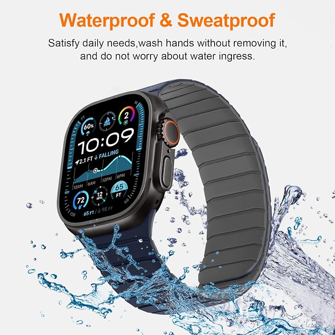 Tasikar Magnetic Bands Compatible with Apple Watch 42mm(Series 11/Series 10) 41mm 40mm 38mm Soft Silicone Replacement Loop Wristband for iWatch SE Series 11 10 9 8 7 6 5 4 3, Dark Blue-Grey