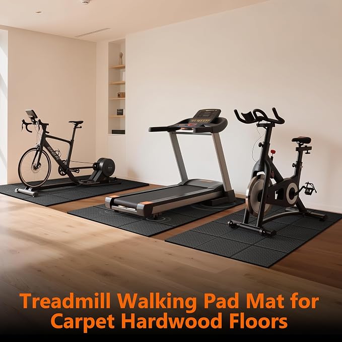 THAILE Gym Equipment Mat, 79" x 39"x 0.16" Exercise Equipment Mat | Heavy-duty floor protector for treadmills, ellipticals, bikes and weight equipment; reduces vibration, noise and floor damage
