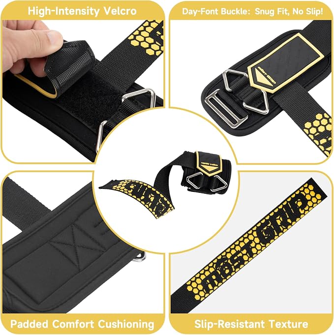 Drip Glue Non-Slip Wrist Straps for Weightlifting, 2-in-1 Lifting Straps with D Rings for Cable Machine Workout, 10mm Neoprene Padded Wrist Wraps for Weight Lifting Deadlift