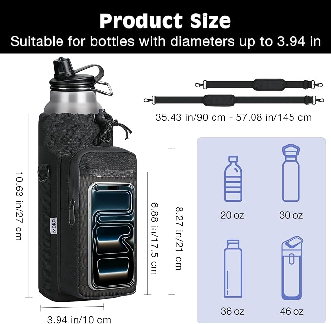 MoKo Magnetic Gym Bag, Magnetic Water Bottle Holder with Clear Phone Pouch, Built-in 4 Magnets Fitness Bag for Men and Women Compatible with Most Water Bottles, Gym Accessories Gifts, Black | Built-in 5 Magnets Fitness Bag for Men and Women Compatible ...