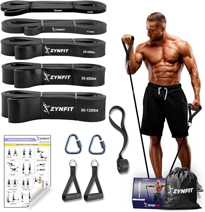 Pull Up Bands, Resistance Bands Set with Door Anchor, 5-Level Pull Up Assistance Bands for Working Out, Workout Bands for Home Gym