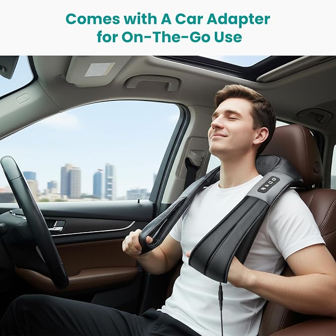 Nekteck Shiatsu Neck Massager with Heat for Pain Relief, NOT Cordless | 2026 Upgraded 3D Back Shoulder Kneading Massage Pillow, 3 Intensity Speeds Deep Tissue, Relaxation Gifts for Men Women, Black