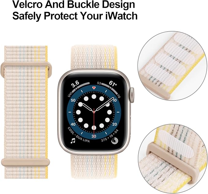 Sport Loop Band Nylon Women Men Stretchy Elastic Braided Wristband | Nylon Sport Loop Wristband Compatible with Apple Watch Ultra 2 38/40/41/42/44/45/46/49mm For iWatch Series 1-11 SE
