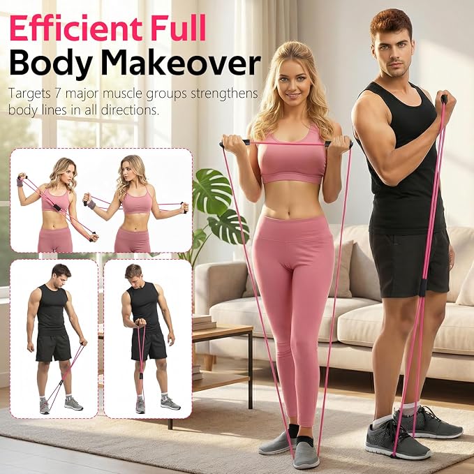 RENRANRING Figure 8 Fitness Resistance Bands with Handles - Exercise Tube Band Set of 3 for Arm and Shoulder Stretch, Rope 8 Word Elastic for Women and Men