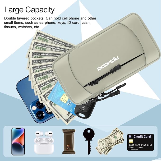 Phone Holder for Running, Armband with Crossbody Strap 7.5" Khaki | Water Resistant & Lightweight Running Armband Phone Holder, Adjustable Elastic Band, Small Shoulder Bag for iPhone Samsung