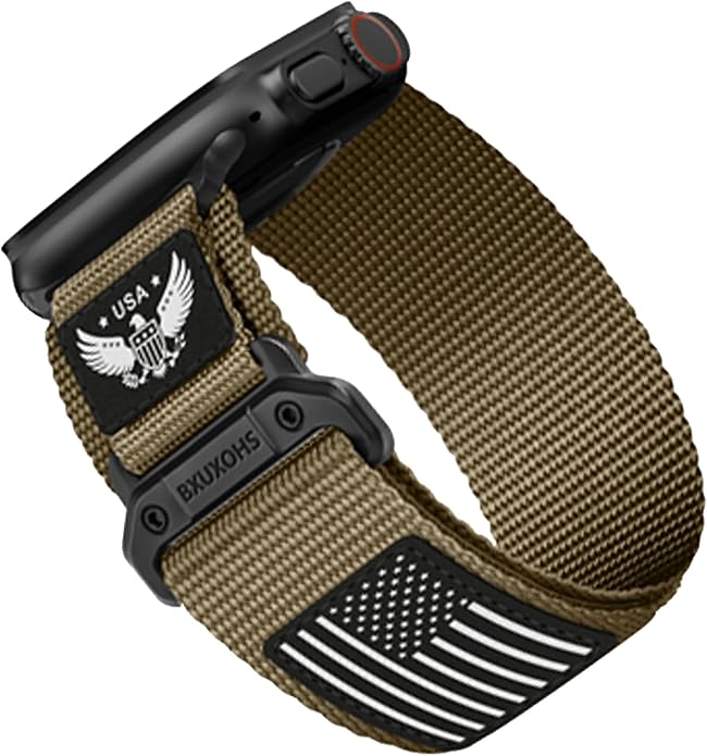 Rugged Nylon- Compatible with Apple Watch Ultra 3/ Ultra 2 Band 49mm Men,Tactical Soft Woven Stars- Stripes Flag Sport Strap for iWatch Bands 46mm 45mm 44mm 42mm Series 11 10 9 8 7 6 5 4 3 2 1 Se