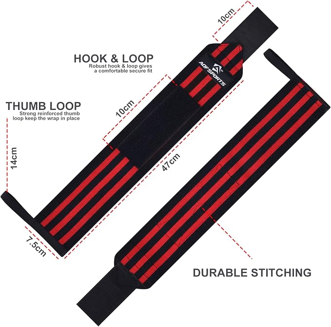 AQF Wrist Wraps for Weightlifting & Powerlifting, 18" USPA Approved (Pair)