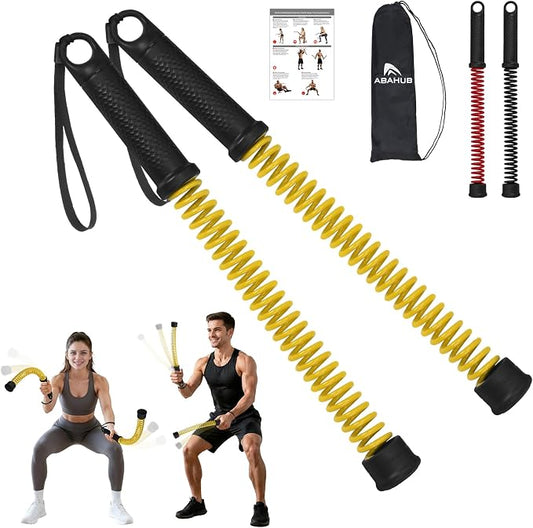 Abahub Weighted Ropeless Battle Rope, Portable Silent Cordless Battle Ropes, Space Saving Home Gym No Battle Ropes with Storage Bag, 2PCS Yellow - Set B