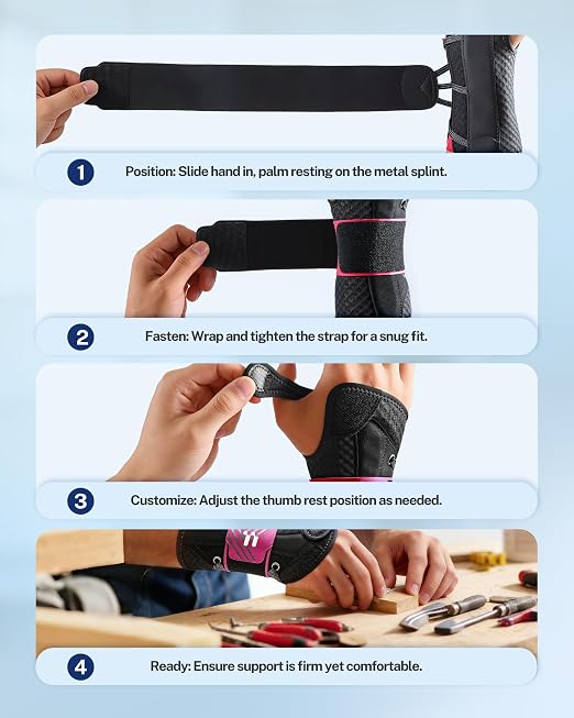Quick Adjust Carpal Tunnel Wrist Brace, Open Thumb Opening for All-Day Wear | Removable Support Splints, Breathable Fabric, Daytime Typing & Night Support, Adjustable Wrist Support, Carpal Tunnel Relief