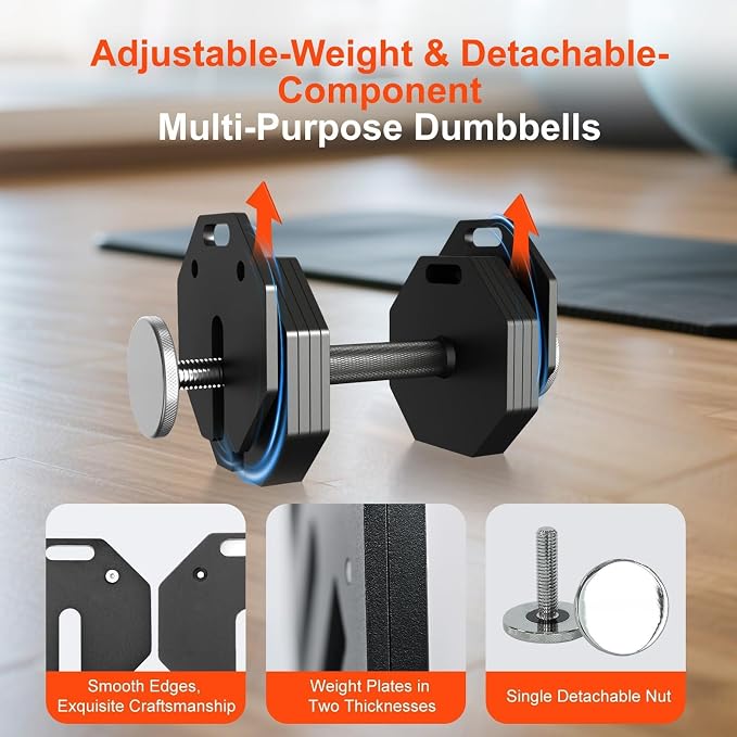 Adjustable Dumbbell Sets, Each 50/80/90/120LB Pairs Durable Steel Build, Free Weights Dumbbells Set of 2 with Anti-slip Handle, For Full Body Home Gym Workout Home Strength Training Equipment 50/80/90/120LBSX2