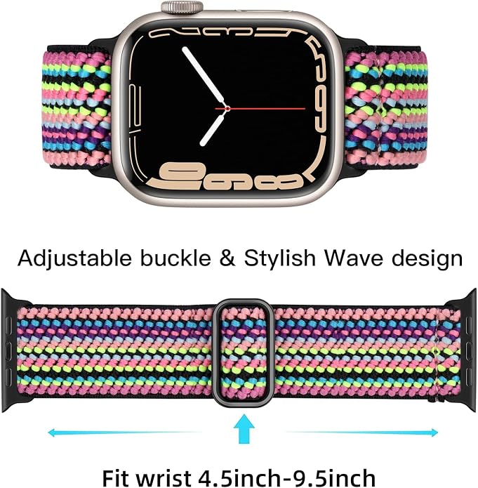 Lerobo Braided Band Compatible with Apple Watch Series 11 10 9 8 7 46mm 45mm 41mm Ultra SE 3 2 1 49mm Series 6 5 4 3 44mm 40mm 38mm 42mm Men iWatch Bands Women Stretchy Nylon Solo Loop Sport Strap