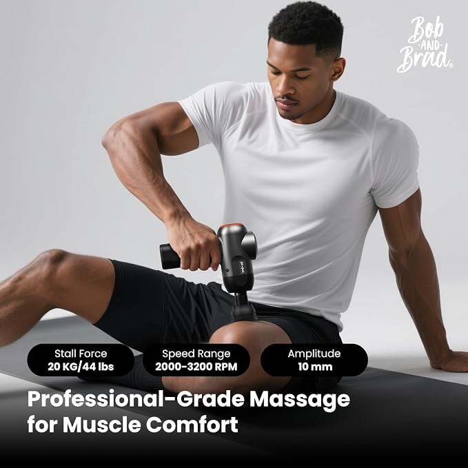 BOB AND BRAD C2 Massage Gun, FSA Eligible & HSA Approved Deep Tissue Percussion Massager Gun, Muscle Massager with 5 Speeds and 5 Heads, Electric Back Massagers for Professional Athletes Home Gym