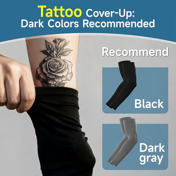 Cooling Arm Sleeves for Men & Women - UV Protection,Quick-Drying Compression Sleeves,Tattoo Cover Sleeves for Arms