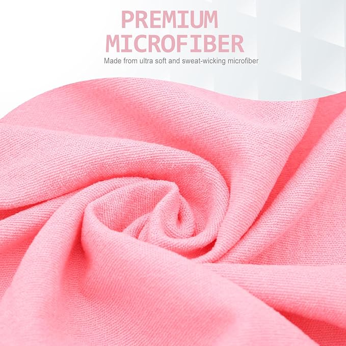 Eunzel Hot Yoga Towel - Microfiber Non Slip Yoga Mat Towel with Grip Dot Sweat Absorbent Towel for Hot Yoga, Pilates and Fitness 72" x 24", Pink/White