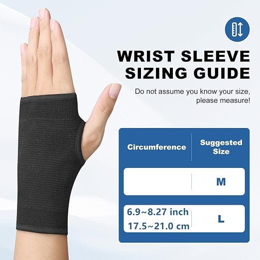 Palm Brace Wrist Compression Sleeves, Everyday Use Wrist Brace, Compression Carpal Tunnel for Wrist Pain Relief, Fitness Gloves, Sports compression Glove, Wrist guard for Men and Women (Black Large)