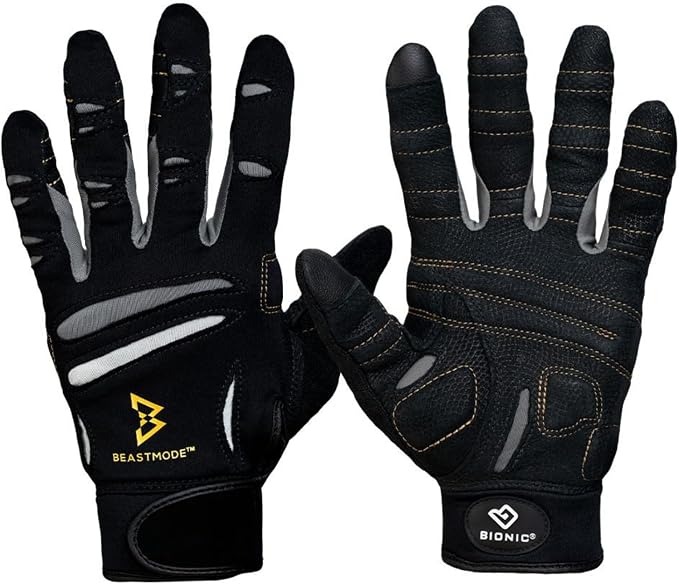 Bionic Men's Beastmode Full Finger Gym Workout Gloves