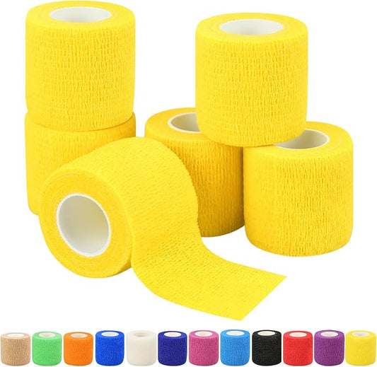 6pcs 2in Self Adhesive Bandage Wraps, 12 Colors, 5 Yard Wraps for Sports