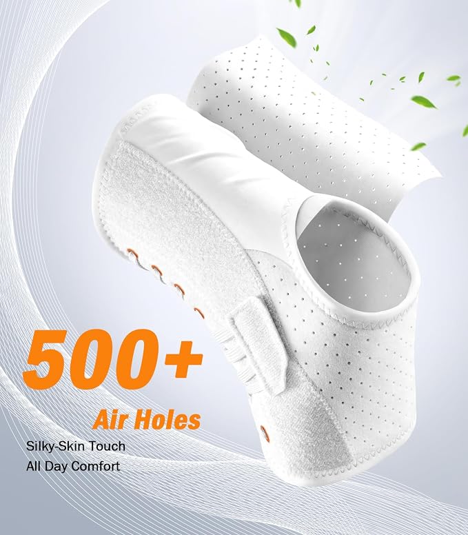 Slim-Fit Ankle Brace for Sprained Ankle, Quick Lace Up Ankle Support for Women Men with 2 Auto-Shaped Pads, Air Fabric Cool Ankle Stabilizer for Injury Recover, Running,Sports,White，XL