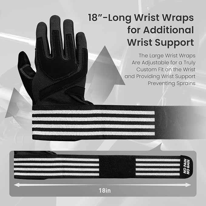 FINGER TEN Weightlifting Workout Gloves Men | Full Half Finger, Wrist Strap Support, Padded Grip, Weight Lifting Gym Fitness
