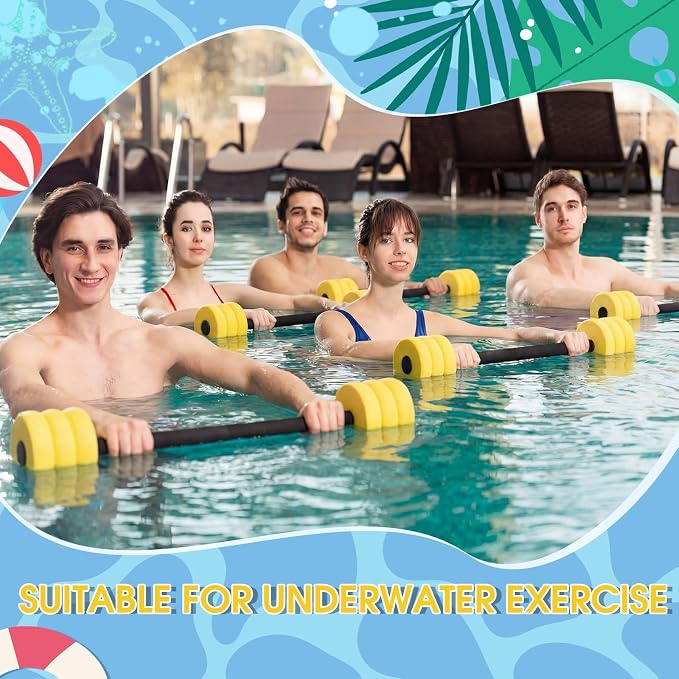 Soulchen Long Aquatic Exercise Dumbbells Pool Exercise Foam Water Weights Dumbbell Aquatic Pool Barbells with High Density EVA Foam for Swim Water Aerobics Workouts Loss