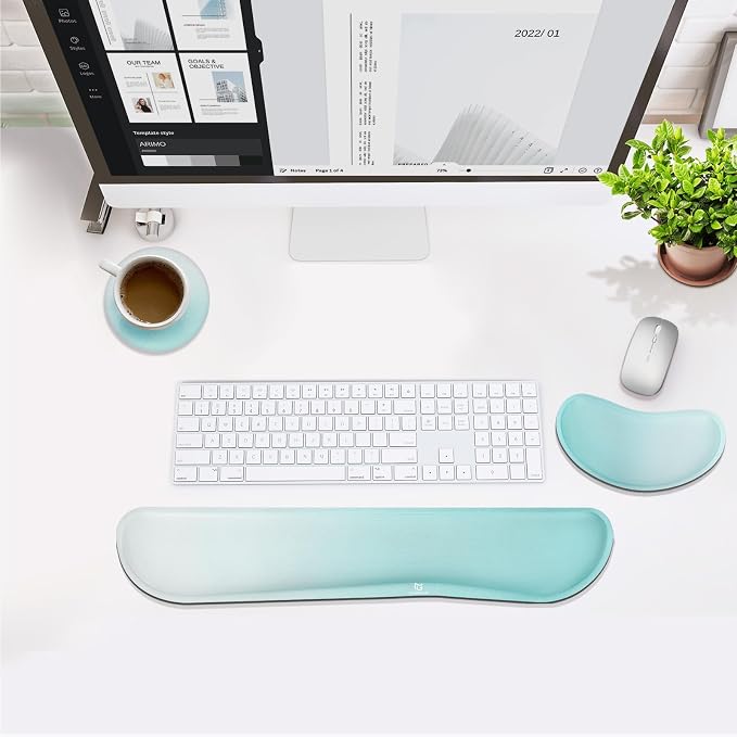 Gimars Upgrade Enlarge Silky Gel Memory Foam Keyboard Wrist Rest, Wrist Rest for Computer Keyboard, Ergonomic Mouse pad Rests for Typing Pain Relief, Wrist Support for Office, Gaming, Blue Gradient