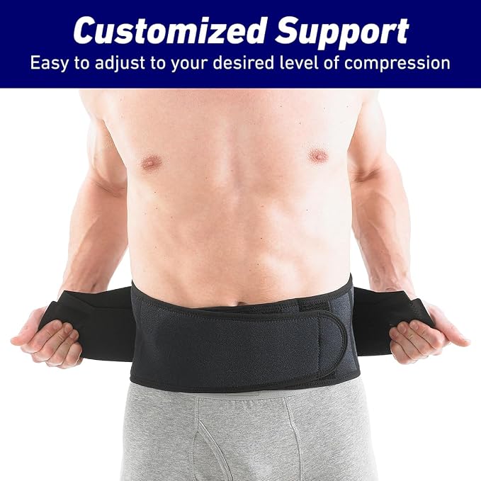 Neo G Back Brace with Power Straps - Support For Lower Back Pain, Muscle Spasm, Strains, Arthritis, Injury Recovery, Rehabilitation - Adjustable Compression - Class 1 Medical Device - One Size - Black