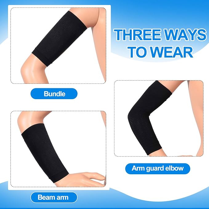SATINIOR 8 Pairs Sun Protection Cooling Arm Sleeves Upper Compression Sleeve Plus Size Slimming Arm Shaper Wrap for Women