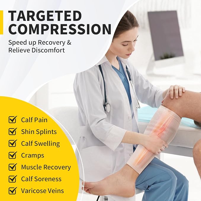 CAMBIVO Calf Compression Sleeve for Men Women Footless | Graduated Compression, Shin Splint Relief, Moisture Wicking, Running Standing Travel, 4D Knit Anti-Slip, Varicose Veins