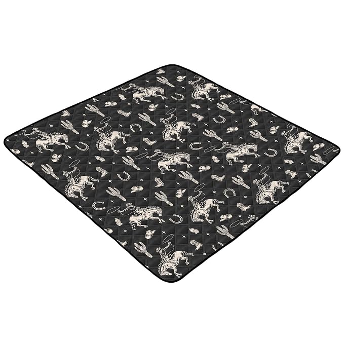 Baby Play Mat Cowboy Western Cactus Vintage 50" X 50" Play Gym Crawling Mat Soft Non-Slip Portable Picnic Floor Mat for Infant, Babies, Toddler, Kids